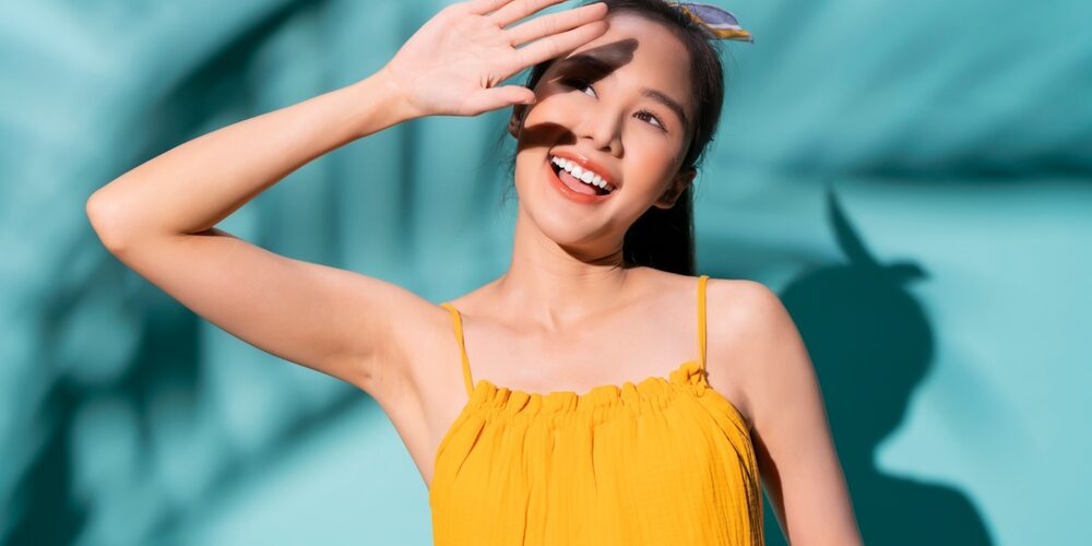 Summer,Casual,Freshness,Asian,Woman,Yellow,Summer,Dress,Hand,Rise